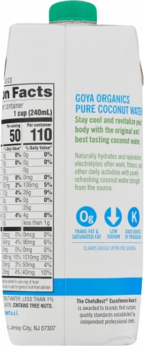 Goya Organics 100% Pure Coconut Water Perspective: back