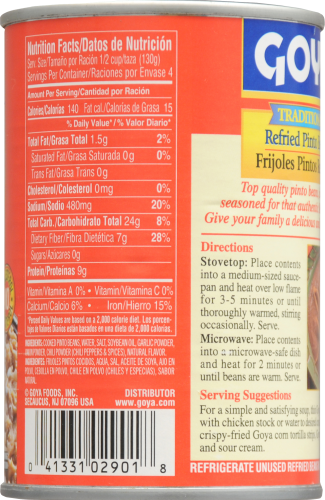 Goya Refried Pinto Beans Perspective: back