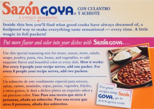 Sazon Goya® Coriander and Annatto Seasoning Perspective: back