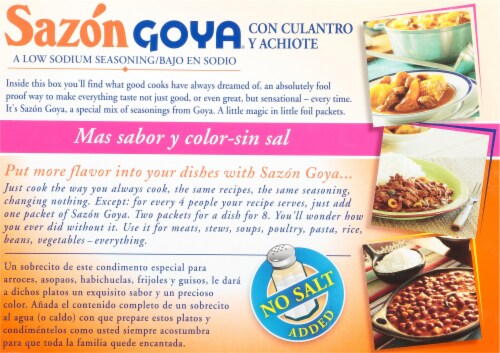 Sazon Goya® Low Sodium Coriander & Annatto Seasoning Perspective: back