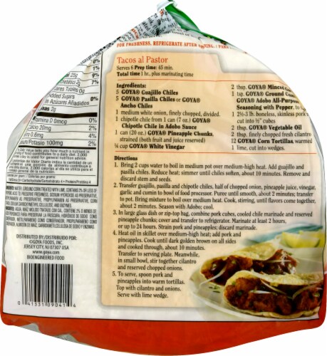 Goya® Corn Tortillas Perspective: back