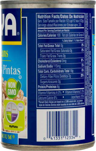 Goya Low Sodium Gluten Free Pinto Beans Perspective: back