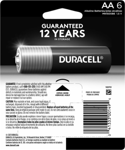 Duracell® Coppertop AA Batteries Perspective: back