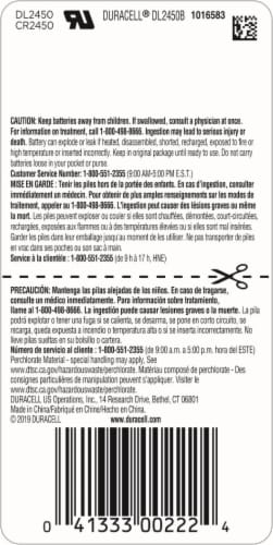 Duracell® 2450 Lithium Coin Cell Battery Perspective: back