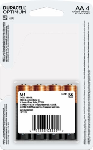 Duracell® Optimum AA Alkaline Batteries Perspective: back