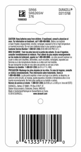 Duracell® 376/377 Silver Oxide Button Battery Perspective: back