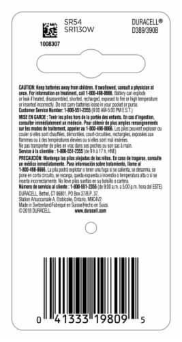 Duracell 389/390 Silver Oxide Button Battery Perspective: back