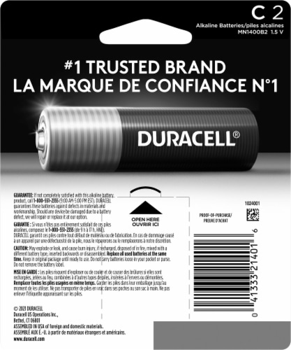 Duracell Alkaline C Batteries Perspective: back
