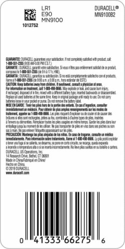 Duracell® Alkaline N/9100/LR1 Battery Perspective: back