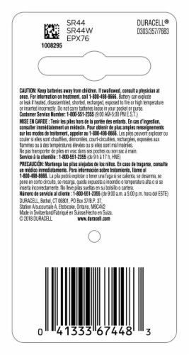Duracell® 303/357/76 Silver Oxide Button Batteries Perspective: back