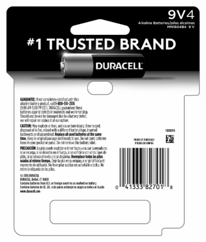 Duracell® Coppertop Alkaline 9V Batteries Perspective: back