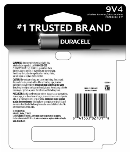 Duracell Coppertop 9V Battery, Long Lasting Batteries, 4 Pack