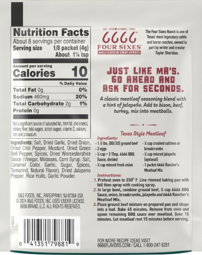 Four Sixes™ Ranchers Cookhouse Meatloaf Seasoning Blend Perspective: back