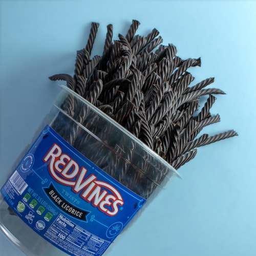 Red Vines Black Licorice Bulk Jar Candy Twists Perspective: back