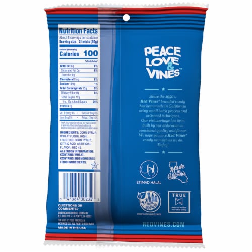 Red Vines Original Red Licorice Candy Jumbo Twists Perspective: back
