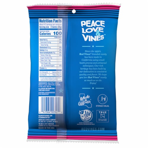 Red Vines Sugar Free Strawberry Licorice Candy Twists Perspective: back