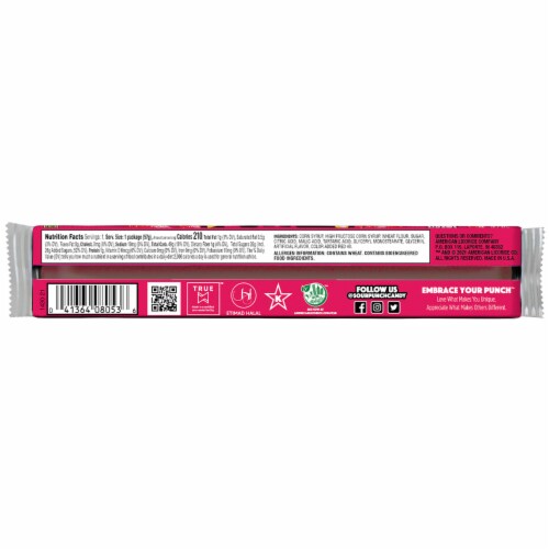 Sour Punch Fruit Flavored Strawberry Candy Straws Perspective: back
