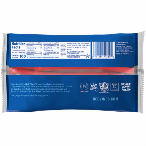 Red Vines Original Red Licorice Candy Red Ropes Perspective: back