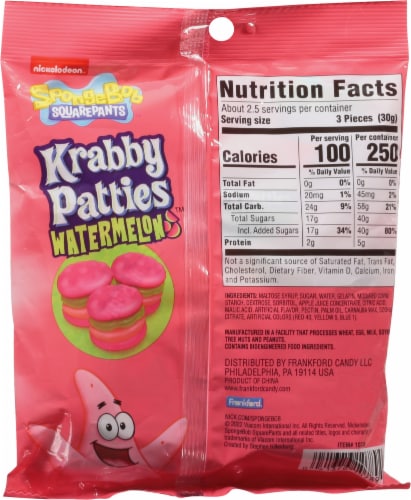 Frankford Krabby Patties™ Watermelon Gummy Candy Perspective: back