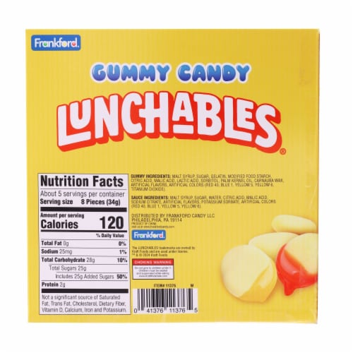 Frankford® Lunchables® Nachos With Cheese & Salsa Gummy Candy Perspective: back