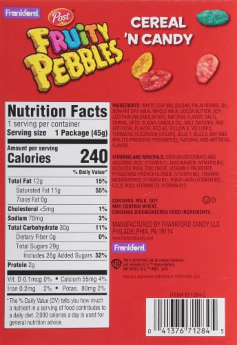 Frankford Post Fruity Pebbles Cereal 'N Candy Bunny Perspective: back