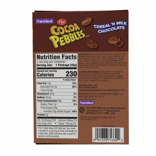 Frankford Post Cocoa Pebbles Cereal 'N Milk Chocolate Bunny Perspective: back
