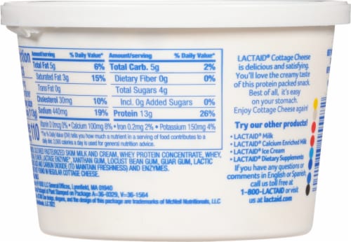 Lactaid® Lactose-Free 4% Milkfat Cottage Cheese Perspective: back
