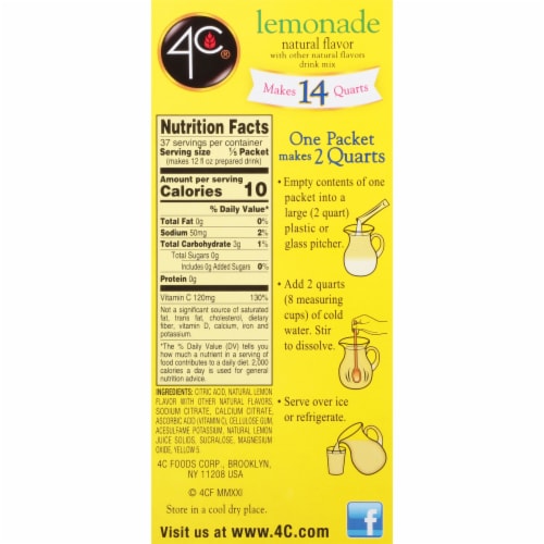 4C® Powder Lemonade Mix Perspective: back