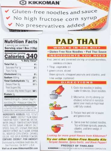Kikkoman® Gluten Free Pad Thai Noodle Kit with Sauce Perspective: back