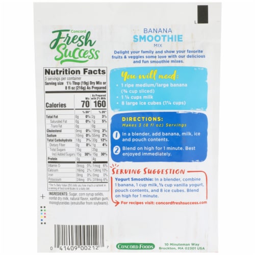 Concord Foods Fresh Success Banana Smoothie Mix Perspective: back