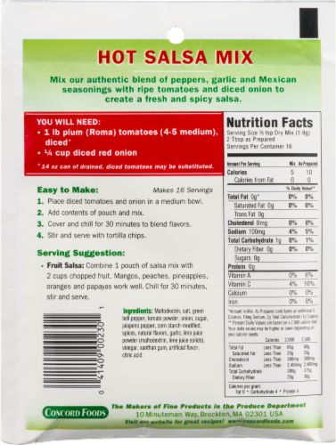 Concord Foods Hot Salsa Seasoning Mix Perspective: back