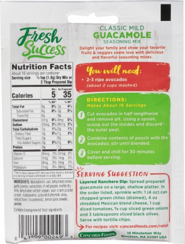 Concord Foods Fresh Success Classic Guacamole Mix Perspective: back