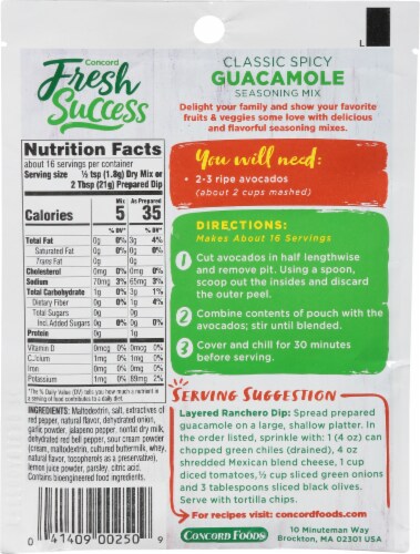 Concord Foods Classic Spicy Guacamole Seasoning Mix Perspective: back
