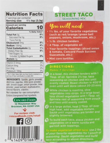 Concord Fresh Success Street Taco Seasoning Mix Perspective: back