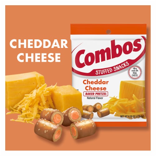 Combos Stuffed Snacks Cheddar Cheese Baked Pretzel Snacks, 6.3 oz