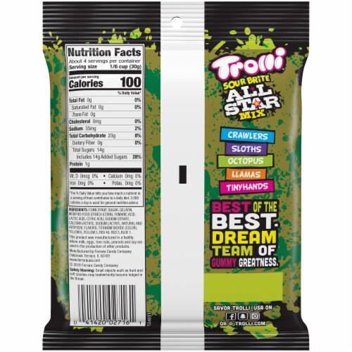 Trolli® Sour Bite® All Star Mix Gummy Candy Perspective: back