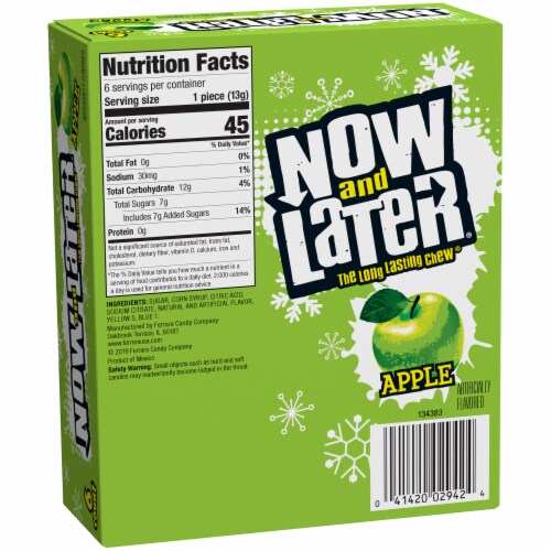 Now & Later Apple Flavored Candy Canes 6 Count Perspective: back