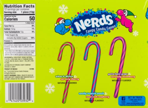 Nerds Tangy Holiday Candy Canes 12 Ct