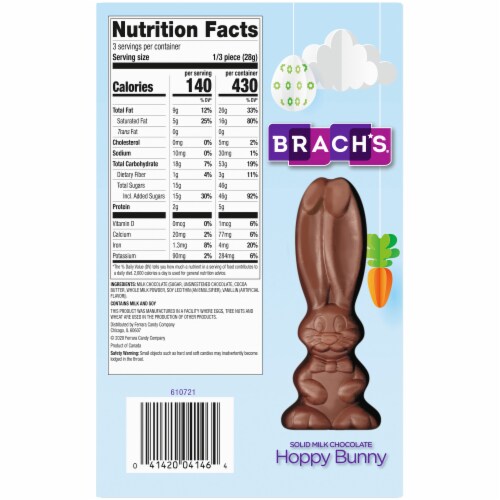 Brach's® Solid Milk Chocolate Hoppy Bunny Perspective: back
