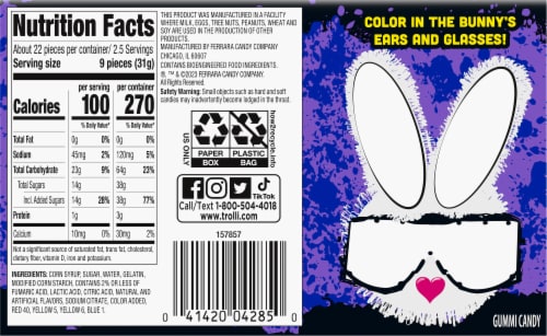 Trolli® Sour Bite® Gummi Bunnies Easter Candy Perspective: back