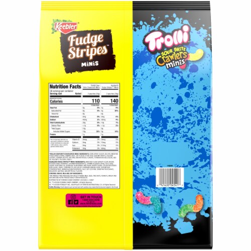 FERRARA® Trolli® Sour Brite Crawlers Candy & Keebler Fudge Stripes Cookies Variety Pack Perspective: back