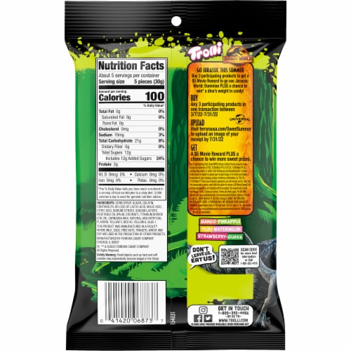 Trolli Sour Tropical Dinos Gummy Candy Perspective: back