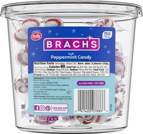 Brach's® Soft Peppermint Holiday Candy Tub Perspective: back