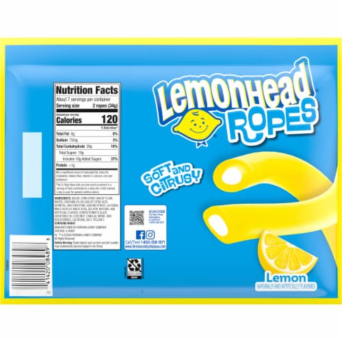 Lemonhead Ropes Candies Bag Perspective: back