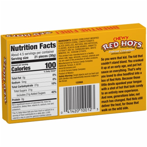 Ferrara Holiday Chewy Red Hots® Intense Cinnamon Candy Perspective: back