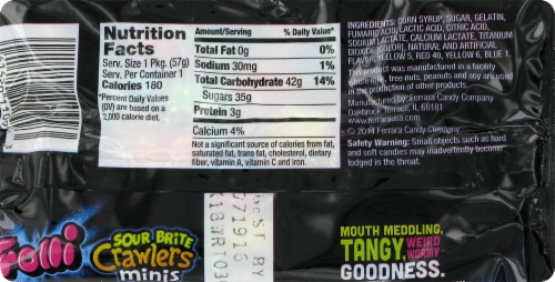 Trolli Sour Brite Crawlers Minis Candy Perspective: back