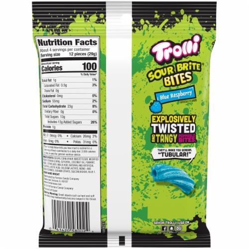Trolli Sour Brite Bites Blue Raspberry Candy Perspective: back