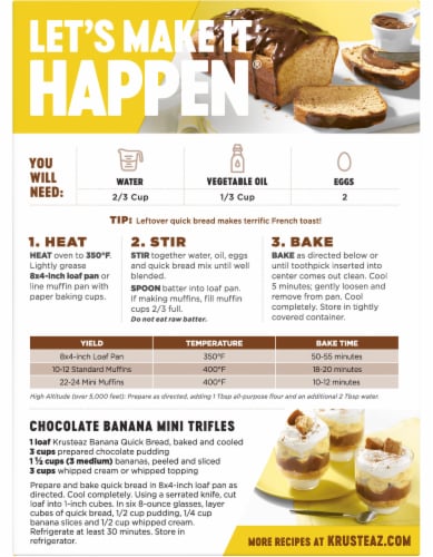 Krusteaz® Banana Quick Bread Mix Perspective: back
