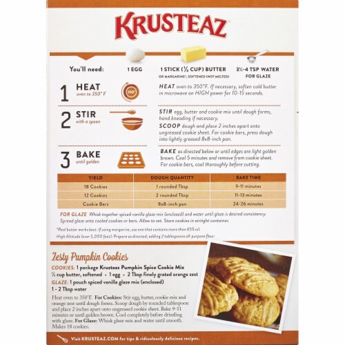 Krusteaz® Pumpkin Spice Cookie Mix Perspective: back