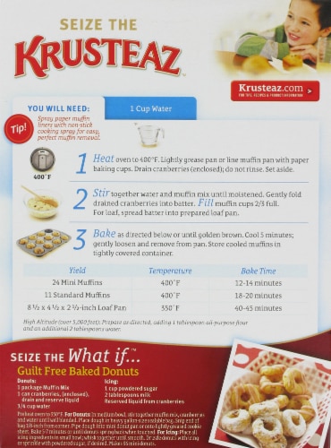 Krusteaz Fat Free Cranberry Orange Muffin Mix Perspective: back